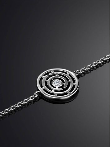 Sterling Silver Bracelet With Crystal The Enigma Collection, Length: 19, image , picture 2