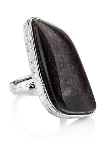 Abstract Black Stone Cocktail Ring The Bella Terra, Ring Size: 8 / 18, image 