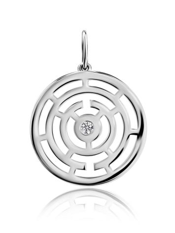 Round Labyrinth Design Silver Pendant The Enigma, image 