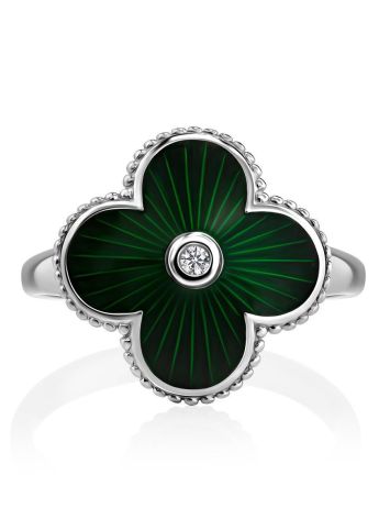 Green Enamel Diamond Ring The Heritage, Ring Size: 6.5 / 17, image , picture 3
