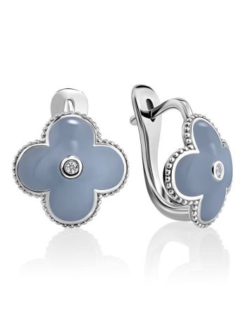 Chic Blue Enamel Earrings With Diamonds The Heritage, image 