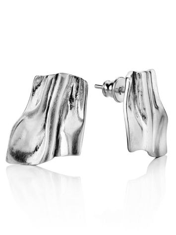 Stylish Modern Silver Earrings The Liquid, image 