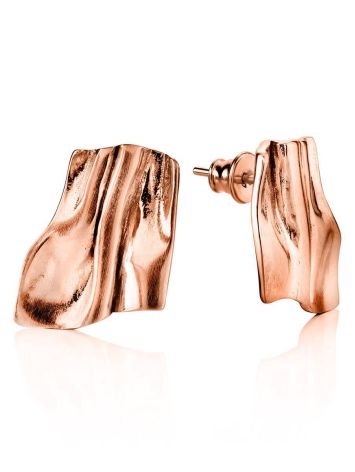 Stylish Modern Rose Gold Plated Silver Earrings The Liquid, image 