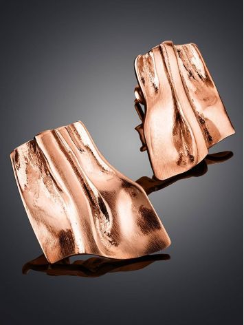 Stylish Modern Rose Gold Plated Silver Earrings The Liquid, image , picture 2