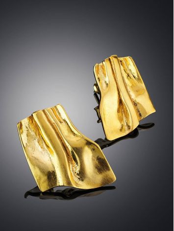 Designed Modern Gold Plated Silver Earrings The Liquid, image 