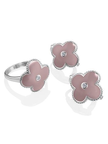 Romantic Clover Shaped Enamel Ring With Diamond The Heritage, Ring Size: 5.5 / 16, image , picture 4