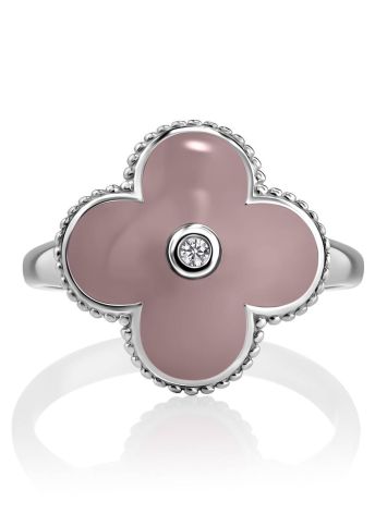 Romantic Clover Shaped Enamel Ring With Diamond The Heritage, Ring Size: 5.5 / 16, image , picture 3
