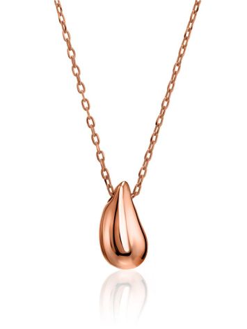 Fabulous Rose Gold Plated Silver Teardrop Pendant Necklace The Liquid, image 