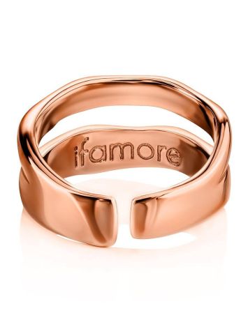 Double Line Statement Rose Gold Plated Silver Ring The Liquid, Ring Size: Adjustable, image , picture 4