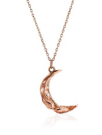 Designer Rose Gold Plated Silver Necklace With Crescent Pendant The Liquid, image 