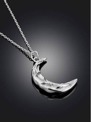 Designer Silver Necklace With Crescent Pendant The Liquid, image , picture 2