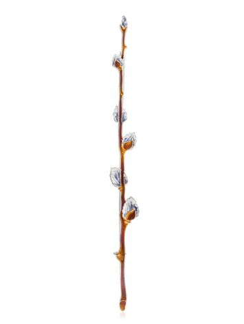 Silver Willow Twig Brooch With Enamel, image 