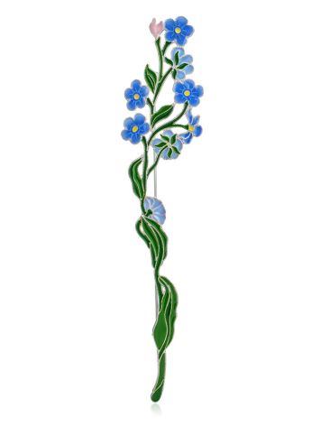 Cute Forget-Me-Not Flower Enamel Brooch, image 
