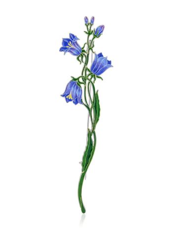 Exquisite Bluebell Flower Enamel Brooch, image 