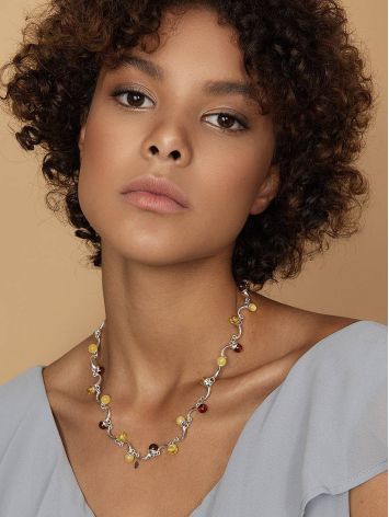 Chic Silver Amber Necklace The Leia, Length: 47, image , picture 3