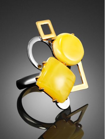Geometric Amber Adjustable Ring The Picasso, Ring Size: Adjustable, image , picture 2