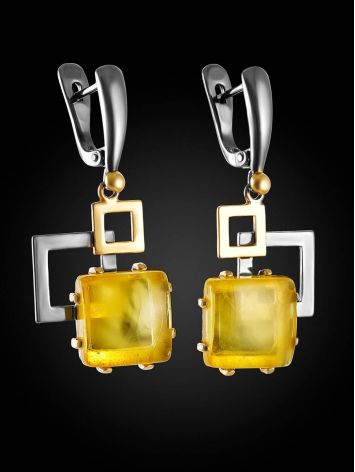 Geometric Amber Dangle Earrings The Picasso, image , picture 3