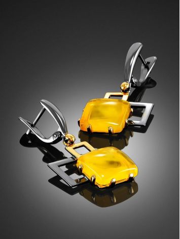Geometric Amber Dangle Earrings The Picasso, image , picture 2
