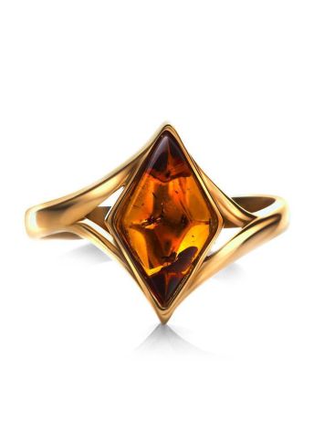 Chic Golden Ring With Baltic Amber The Colombina, Ring Size: 8 / 18, image , picture 4
