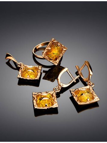 Geometric Cognac Amber Dangles In Gold-Plated Silver The Hermitage, image , picture 5
