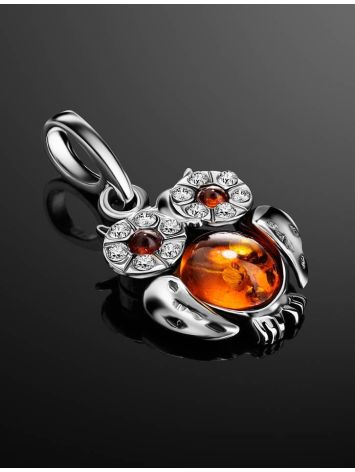 Cute Cognac Colored Amber Owl Pendant, image , picture 2