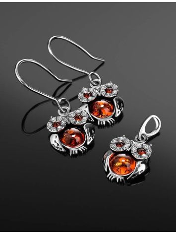 Cute Cognac Colored Amber Owl Pendant, image , picture 4