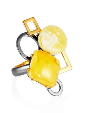 Adjustable Cocktail Ring With Bold Amber Stones The Picasso, Ring Size: Adjustable, image 