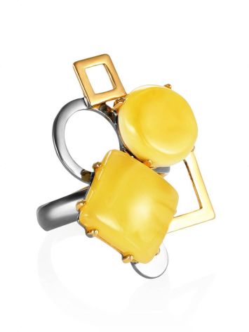 Geometric Amber Adjustable Ring The Picasso, Ring Size: Adjustable, image 