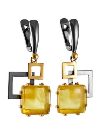 Geometric Amber Dangle Earrings The Picasso, image 