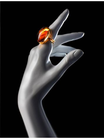 Amber Gold Plated Cocktail Ring With Insects The Clio, Ring Size: Adjustable, image , picture 5