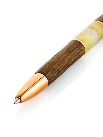 Handcrafted Ash Wood Ball Pen With Amber, image , picture 4