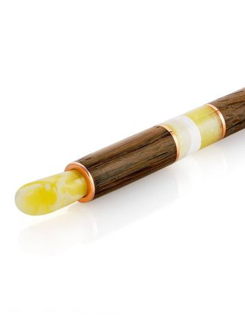 Handcrafted Ash Wood Ball Pen With Amber, image , picture 5