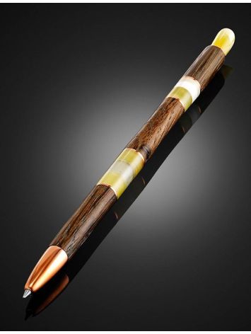 Handcrafted Ash Wood Ball Pen With Amber, image , picture 2