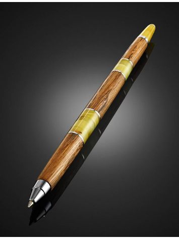 Handcrafted Wooden Ball Pen With Baltic Amber, image , picture 2