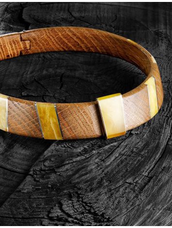 Wooden Choker With Honey Amber And Silver The Indonesia, image , picture 4