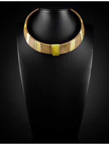 Wooden Choker With Honey Amber And Silver The Indonesia, image , picture 5