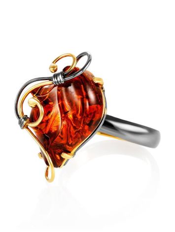 Handcrafted Amber Ring In Gold Plated Silver The Rialto, Ring Size: Adjustable, image , picture 3