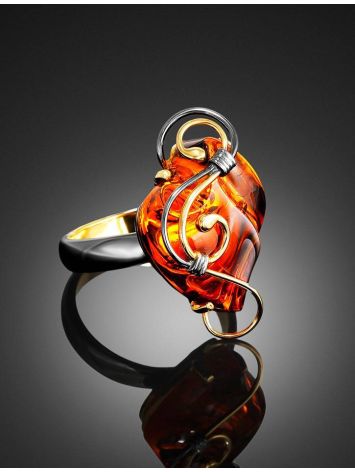 Handcrafted Amber Ring In Gold Plated Silver The Rialto, Ring Size: Adjustable, image , picture 2
