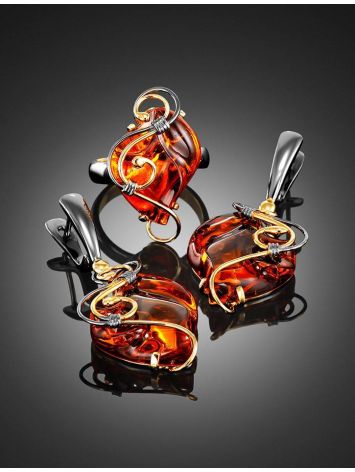 Handcrafted Amber Ring In Gold Plated Silver The Rialto, Ring Size: Adjustable, image , picture 4