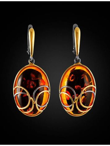 Gold Plated Amber Dangle Earrings The Meridian, image , picture 3