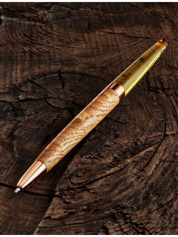 Designer Wooden Ball Pen With Honey Amber, image , picture 2