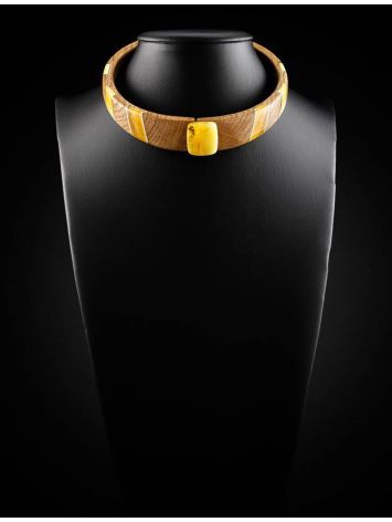 Wooden Choker Necklace With Honey Amber And Silver The Indonesia, image , picture 5