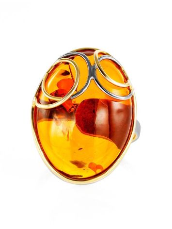 Gold Plated Amber Cocktail Ring The Meridian, Ring Size: Adjustable, image , picture 3