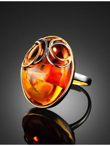 Gold Plated Amber Cocktail Ring The Meridian, Ring Size: Adjustable, image , picture 2