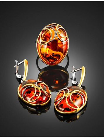 Gold Plated Amber Dangle Earrings The Meridian, image , picture 4