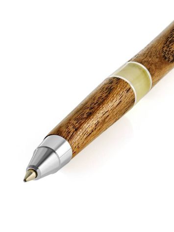 Handcrafted Wooden Ball Pen With Honey Amber, image , picture 3