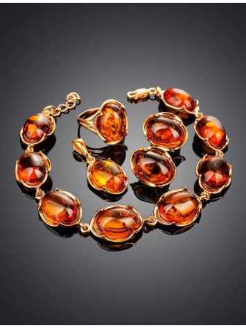 Adorable Amber Earrings In Gold-Plated Silver The Lyon, image , picture 5
