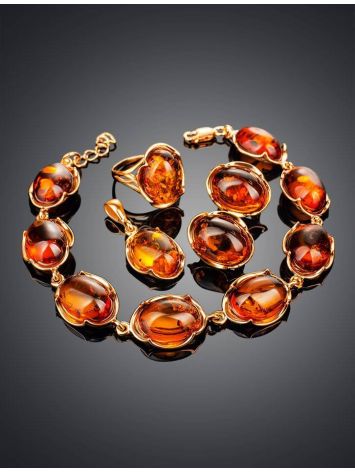 Adorable Amber Earrings In Gold-Plated Silver The Lyon, image , picture 5