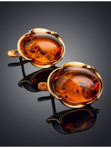 Adorable Amber Earrings In Gold-Plated Silver The Lyon, image , picture 2