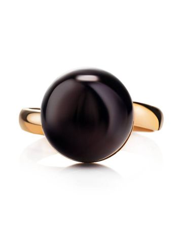Gold-Plated Adjustable Ring With Cherry Amber The Paris, Ring Size: Adjustable, image , picture 4